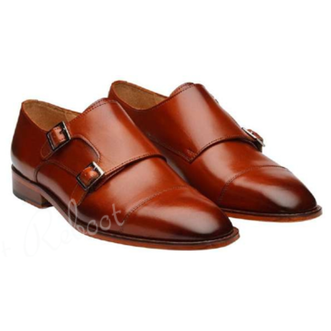 Leather Captoe Double Strap Monks Shoes